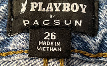 Load image into Gallery viewer, Playboy By Pacsun Womens Denim Light Wash Embroidered Straight Leg Jeans Size 26
