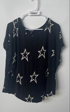 Load image into Gallery viewer, Buffalo David Bitton Womens Black Star Print Short Sleeve Blouse Top Size Large
