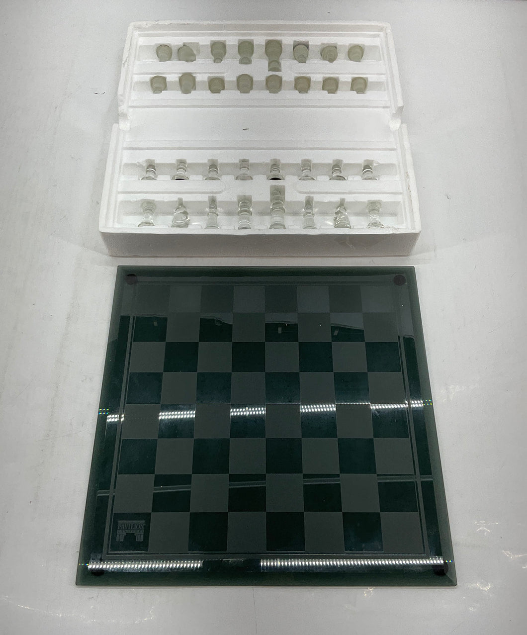 Pavilion Limited Glass Chess Set Clear Frosted Elegant Collectible Board Game