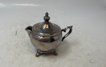Load image into Gallery viewer, Silver-Tone Engraved Tableware Scroll Handle Footed Creamer With Lid

