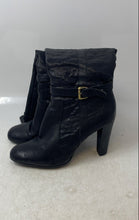 Load image into Gallery viewer, Charles David Womens Black Leather Side Zip Block Heel Knee High Boots Size 8

