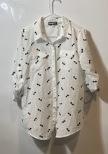 Load image into Gallery viewer, Karl Lagerfeld Womens Black White Sunglasses Print Button-Up Shirt Size M
