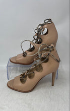 Load image into Gallery viewer, Coach Womens Kira Beige Leather Lace-Up Stiletto Heel Strappy Sandals Size 5B
