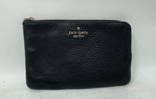 Load image into Gallery viewer, Kate Spade New York Womens Lucy Black Pebbled Leather Corner Zip Wristlet Wallet
