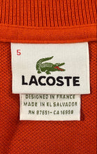 Load image into Gallery viewer, Lacoste Mens Orange Short Sleeve Collared Golf Polo Shirt Size 5

