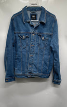 Load image into Gallery viewer, Zara Womens Blue Denim Medium Wash Long Sleeve Button Front Trucker Jacket Sz L
