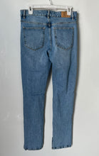 Load image into Gallery viewer, Zara Womens Light Blue Denim Medium Wash Distressed Straight-Leg Jeans Size 8
