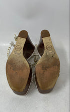 Load image into Gallery viewer, Michael Kors Womens White Brown Gold Studded Wedge Platform Sandals Size 6.5M
