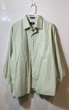 Load image into Gallery viewer, Calvin Klein Mens Light Green White Striped Print Cotton Dress Shirt Size XL
