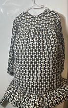 Load image into Gallery viewer, Zara Womens Black White Geometric Long Sleeve V-Neck Shift Dress Size XS
