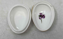 Load image into Gallery viewer, Hammersley Purple Victorian Violets Floral Porcelain Egg Shaped Trinket Box
