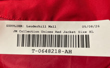 Load image into Gallery viewer, JM Collection Unisex Red Long Sleeve Hooded Pockets Full-Zip Rain Jacket Size XL
