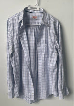 Load image into Gallery viewer, Mossimo Supply Co. Mens White Blue Plaid Cotton Long Sleeve Button-Up Shirt Sz L
