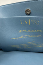 Load image into Gallery viewer, LA|TC Womens Blue Textured Vegan Leather Double Handles Magnetic Tote Bag
