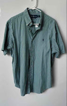 Load image into Gallery viewer, Ralph Lauren Mens Green Striped Cotton Classic Fit Button-Up Shirt Size L
