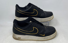 Load image into Gallery viewer, Nike Mens Air Force 1 '07 LV8 Black Gold Leather Sneaker Shoes Size 9 No Laces
