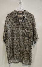 Load image into Gallery viewer, Campia Moda Mens Green Black Basket Weave Short Sleeve Button-Up Shirt Size L

