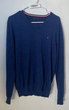 Load image into Gallery viewer, Tommy Hilfiger Mens Blue Premium Cotton Long Sleeve V-Neck Pullover Sweater Sz M
