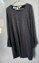 Load image into Gallery viewer, Michael Kors Womens Black Silver Glitter Bell Sleeve Formal Sheath Dress Size XL
