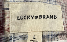 Load image into Gallery viewer, Lucky Brand Mens Pink White Plaid Short Sleeve Button-Up Shirt Size Large
