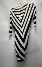 Load image into Gallery viewer, Bebe Womens Black White Striped 3/4 Sleeve Round Neck Short Bodycon Dress Size S
