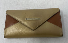 Load image into Gallery viewer, Tannino Womens Gold Brown Leather Back Pocket Card Holders Tri-Fold Wallet
