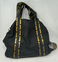 Load image into Gallery viewer, Versace Parfums Womens Black Inner Pockets Bottom Studs Tote Handbag
