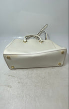 Load image into Gallery viewer, Michael Kors Womens Sutton White Leather Double Handle Charm Satchel Bag
