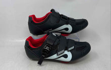 Load image into Gallery viewer, Peloton Mens Black Red 3 Bolt Adjustable Strap Hook &amp; Loop Cycling Shoes Size 40
