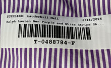 Load image into Gallery viewer, Ralph Lauren Mens Purple And White Striped Custom Fit Button-Up Shirt Size XL
