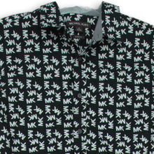Load image into Gallery viewer, Michael Kors Mens Black White Short Sleeve Spread Collar Button-Up Shirt Size M

