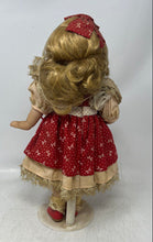 Load image into Gallery viewer, Vintage Antique Blonde Hair Blue Eyes Porcelain Doll With Heart Shaped Lollipop
