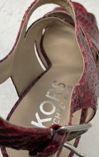Load image into Gallery viewer, Michael Kors Womens Red Snake Embossed Wedge Espadrille Platform Heels Size 8.5M
