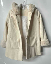 Load image into Gallery viewer, Charabia Womens Beige Faux Fur Hooded Long Sleeve Snap Front Winter Coat Size 12
