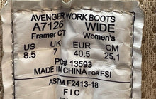 Load image into Gallery viewer, Avenger Womens Framer CT A7126 Brown Leather Lace-Up Ankle Work Boots Size 8.5
