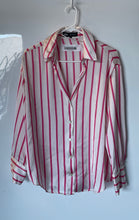 Load image into Gallery viewer, Zara Womens Pink &amp; White Striped Long Sleeve Collared Button-Up Shirt Size S
