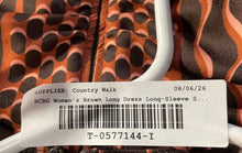 Load image into Gallery viewer, BCBG Womens Brown Printed Long Sleeve Mock Neck Midi A-Line Dress Sz 6 With Tag
