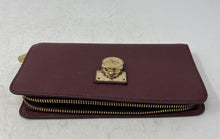 Load image into Gallery viewer, Michael Kors Womens Red Textured Leather Credit Card Slots Zip-Around Wallet
