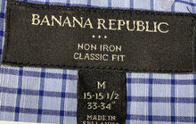Load image into Gallery viewer, Banana Republic Mens Blue Printed Long Sleeve Dress Shirt Size Medium
