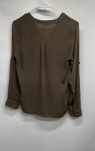 Load image into Gallery viewer, Express Womens Green Long Sleeve V-Neck Button Front Blouse Top Size Small
