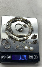 Load image into Gallery viewer, Silver Stamped/Unstamped Necklace-Earrings-Ring (7Pcs) Weight 30.4g
