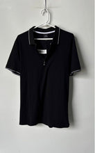 Load image into Gallery viewer, Armani Exchange Mens Black White Short Sleeve Collared 1/4 Zip Polo Shirt Size L
