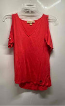Load image into Gallery viewer, Michael Kors Womens Red Short Cold Shoulder Sleeve V-Neck Blouse Top Size S
