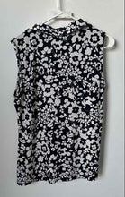 Load image into Gallery viewer, Tommy Hilfiger Womens Black White Floral Sleeveless Collared Blouse Top Size L
