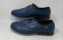 Load image into Gallery viewer, Cosidram Mens Blue Leather Drawstring Low Top Oxford Dress Shoes Size EUR 48
