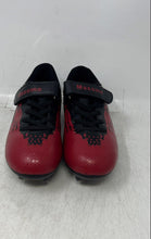Load image into Gallery viewer, Maxome Kids Red Black Leather Hook And Loop Low Top Football Cleats Size 31
