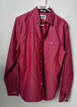 Load image into Gallery viewer, Express Mens Red Spread Collar Chest Pocket Long Sleeve Dress Shirt Size Medium
