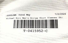 Load image into Gallery viewer, Michael Kors Mens Gray White Striped Print Short Sleeve Pullover T-Shirt Size XL
