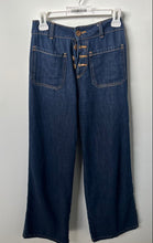 Load image into Gallery viewer, Zara Womens Blue Denim Dark Wash Pockets Button Fly Wide-Leg Jeans Size 4
