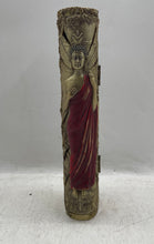 Load image into Gallery viewer, Decorative Gold-Tone Hinged Incense Holder Box With A Painted Buddha Figure
